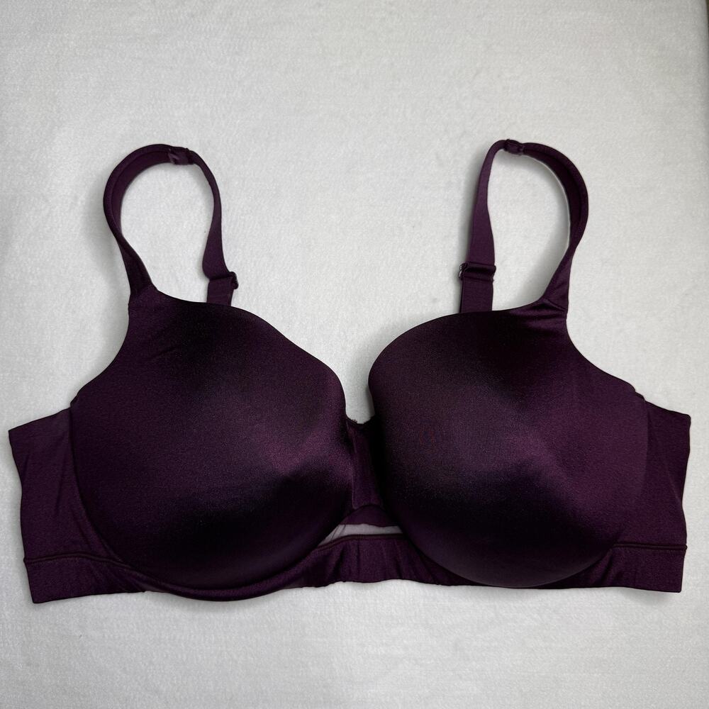 Cacique Bra Womens 44DD Purple T-Shirt Underwire Padded Seamless Full Coverage
